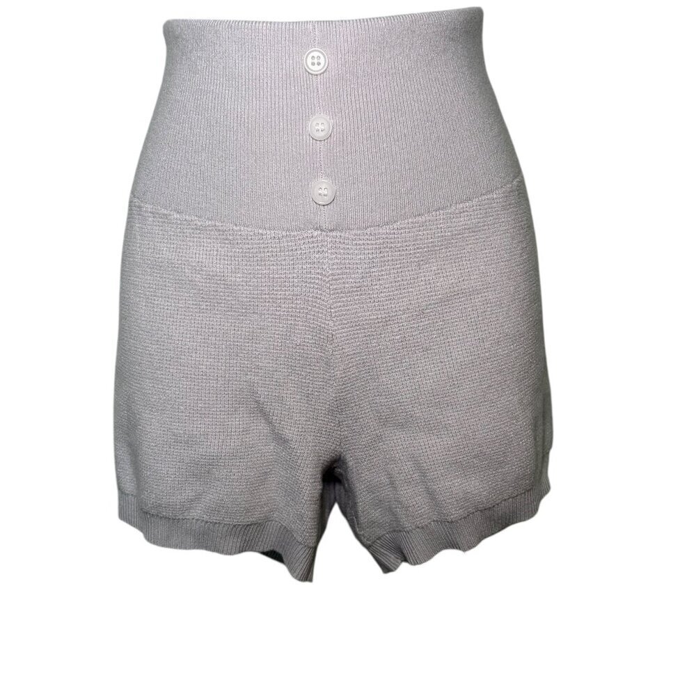 Adyson Parker Gray High Waisted Knit Shorts Medium Sample - Picture 3 of 5